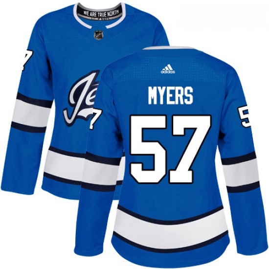 Womens Adidas Winnipeg Jets 57 Tyler Myers Authentic Blue Alternate NHL Jersey