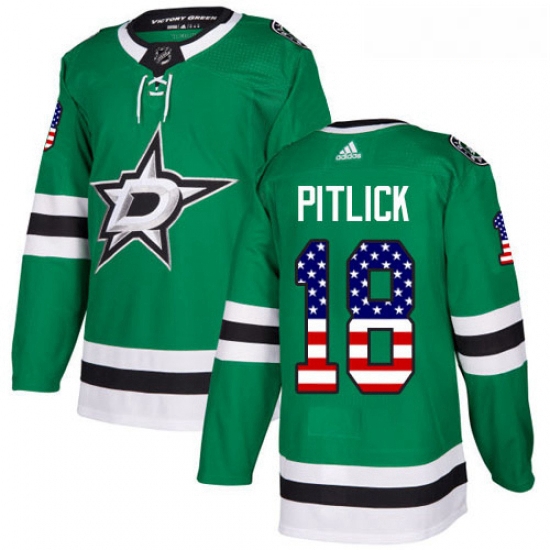 Youth Adidas Dallas Stars 18 Tyler Pitlick Authentic Green USA Flag Fashion NHL Jersey