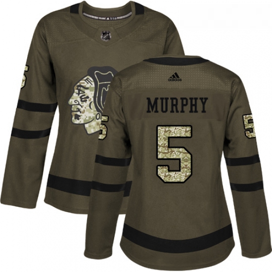 Womens Adidas Chicago Blackhawks 5 Connor Murphy Authentic Green Salute to Service NHL Jersey