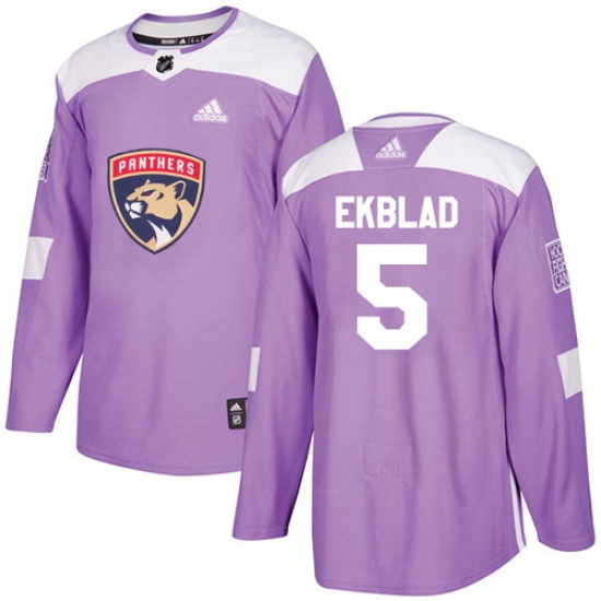 Youth Adidas Florida Panthers 5 Aaron Ekblad Authentic Purple Fights Cancer Practice NHL Jersey