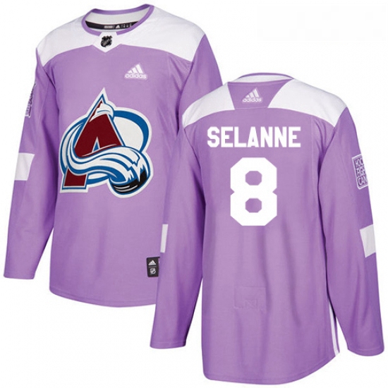 Youth Adidas Colorado Avalanche 8 Teemu Selanne Authentic Purple Fights Cancer Practice NHL Jersey