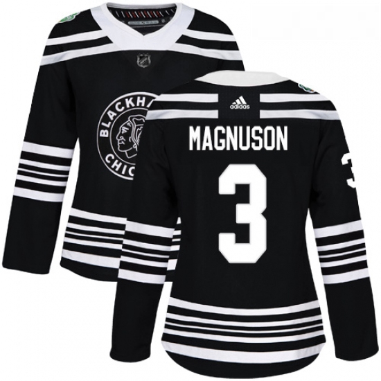 Womens Adidas Chicago Blackhawks 3 Keith Magnuson Authentic Black 2019 Winter Classic NHL Jersey