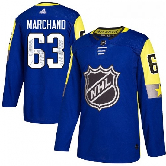 Youth Adidas Boston Bruins 63 Brad Marchand Authentic Royal Blue 2018 All Star Atlantic Division NHL