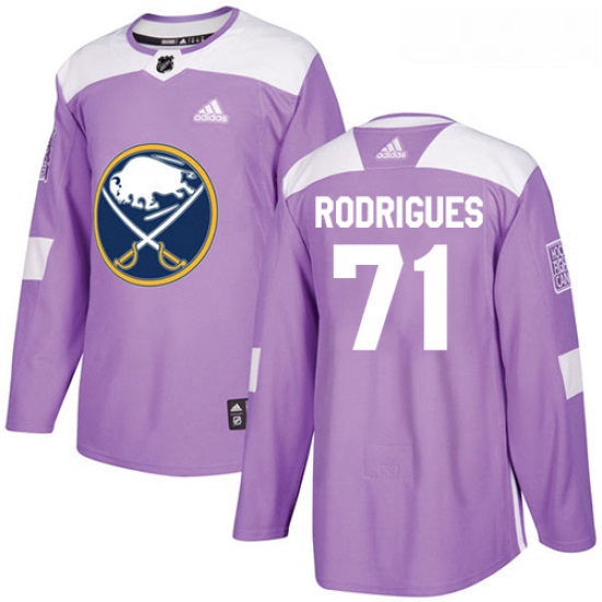 Youth Adidas Buffalo Sabres 71 Evan Rodrigues Authentic Purple Fights Cancer Practice NHL Jersey