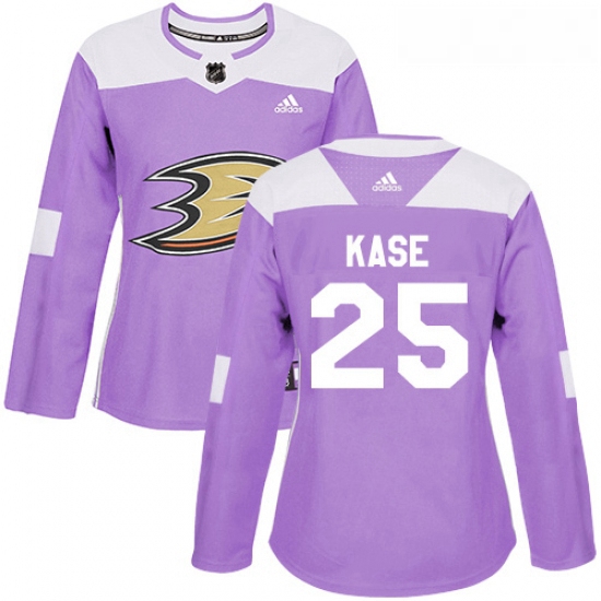 Womens Adidas Anaheim Ducks 25 Ondrej Kase Authentic Purple Fights Cancer Practice NHL Jersey