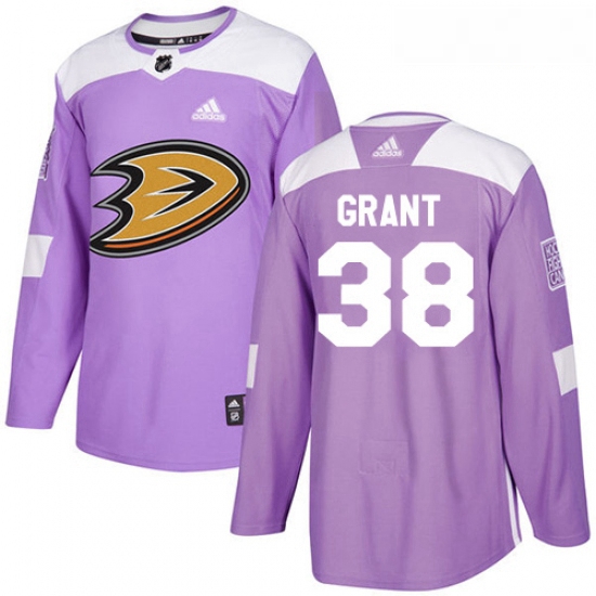 Youth Adidas Anaheim Ducks 38 Derek Grant Authentic Purple Fights Cancer Practice NHL Jersey