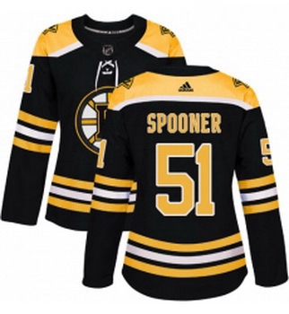 Womens Adidas Boston Bruins 51 Ryan Spooner Authentic Black Home NHL Jersey