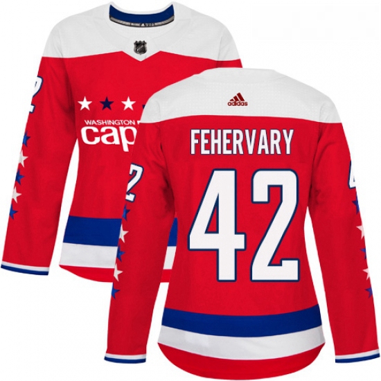 Womens Adidas Washington Capitals 42 Martin Fehervary Authentic Red Alternate NHL Jersey