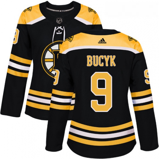 Womens Adidas Boston Bruins 9 Johnny Bucyk Authentic Black Home 