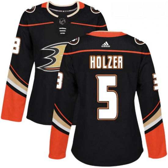 Womens Adidas Anaheim Ducks 5 Korbinian Holzer Authentic Black Home NHL Jersey