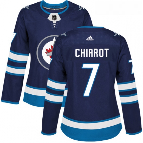 Womens Adidas Winnipeg Jets 7 Ben Chiarot Authentic Navy Blue Home NHL Jersey