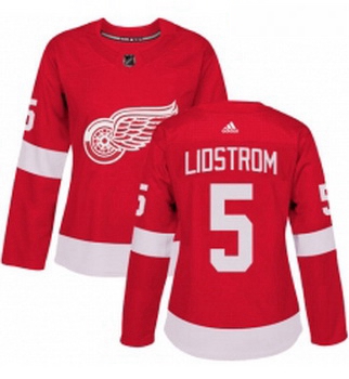 Womens Adidas Detroit Red Wings 5 Nicklas Lidstrom Authentic Red Home NHL Jersey