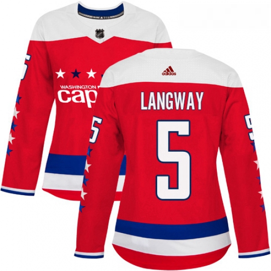 Womens Adidas Washington Capitals 5 Rod Langway Authentic Red Alternate NHL Jersey