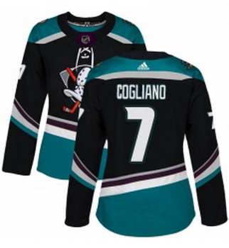 Womens Adidas Anaheim Ducks 7 Andrew Cogliano Authentic Black Teal Third NHL Jersey