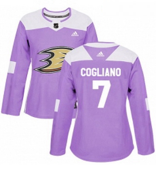 Womens Adidas Anaheim Ducks 7 Andrew Cogliano Authentic Purple Fights Cancer Practice NHL Jersey