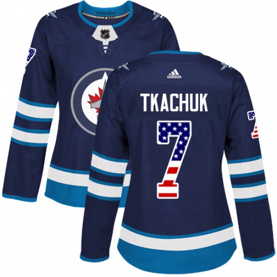 Womens Adidas Winnipeg Jets 7 Keith Tkachuk Authentic Navy Blue USA Flag Fashion NHL Jersey