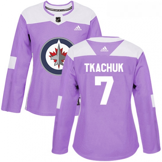 Womens Adidas Winnipeg Jets 7 Keith Tkachuk Authentic Purple Fights Cancer Practice NHL Jersey