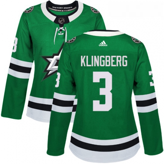 Womens Adidas Dallas Stars 3 John Klingberg Premier Green Home NHL Jersey