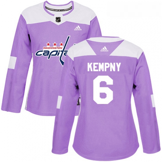 Womens Adidas Washington Capitals 6 Michal Kempny Authentic Purple Fights Cancer Practice NHL Jersey