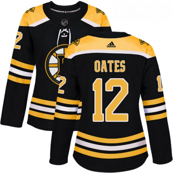 Womens Adidas Boston Bruins 12 Adam Oates Authentic Black Home NHL Jersey