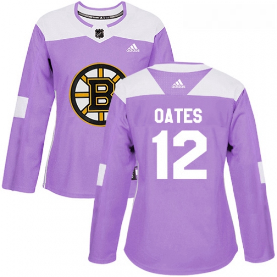 Womens Adidas Boston Bruins 12 Adam Oates Authentic Purple Fights Cancer Practice NHL Jersey