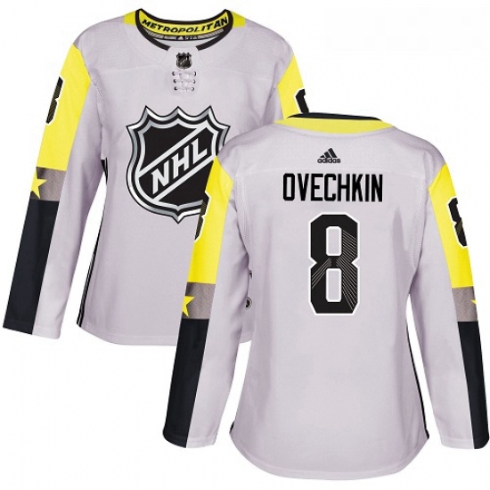 Womens Adidas Washington Capitals 8 Alex Ovechkin Authentic Gray 2018 All Star Metro Division NHL Je