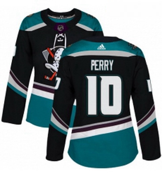 Womens Adidas Anaheim Ducks 10 Corey Perry Authentic Black Teal Third NHL Jersey