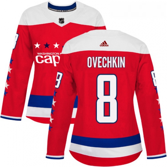 Womens Adidas Washington Capitals 8 Alex Ovechkin Authentic Red Alternate NHL Jersey