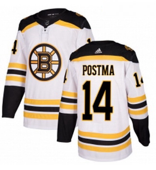 Womens Adidas Boston Bruins 14 Paul Postma Authentic White Away NHL Jersey