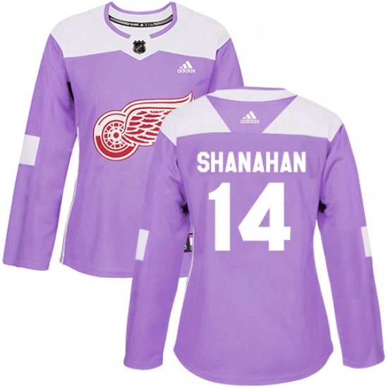 Womens Adidas Detroit Red Wings 14 Brendan Shanahan Authentic Purple Fights Cancer Practice NHL Jers