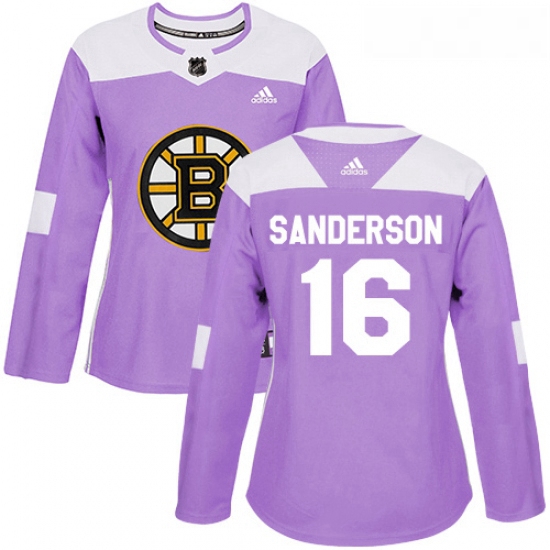 Womens Adidas Boston Bruins 16 Derek Sanderson Authentic Purple Fights Cancer Practice NHL Jersey