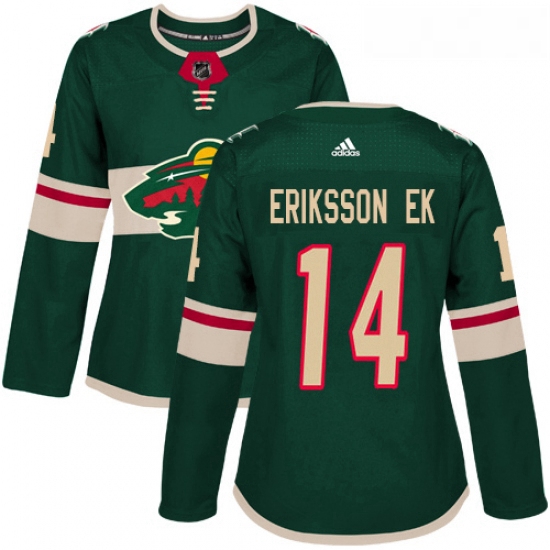 Womens Adidas Minnesota Wild 14 Joel Eriksson Ek Premier Green Home NHL Jersey