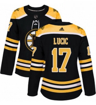 Womens Adidas Boston Bruins 17 Milan Lucic Authentic Black Home NHL Jersey