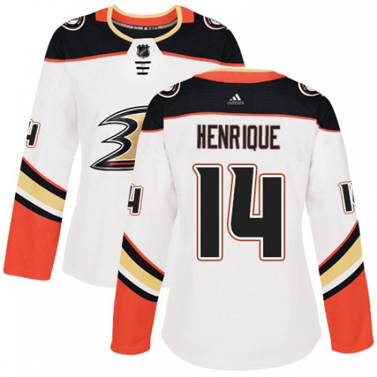 Womens Adidas Anaheim Ducks 14 Adam Henrique Authentic White Away NHL Jersey