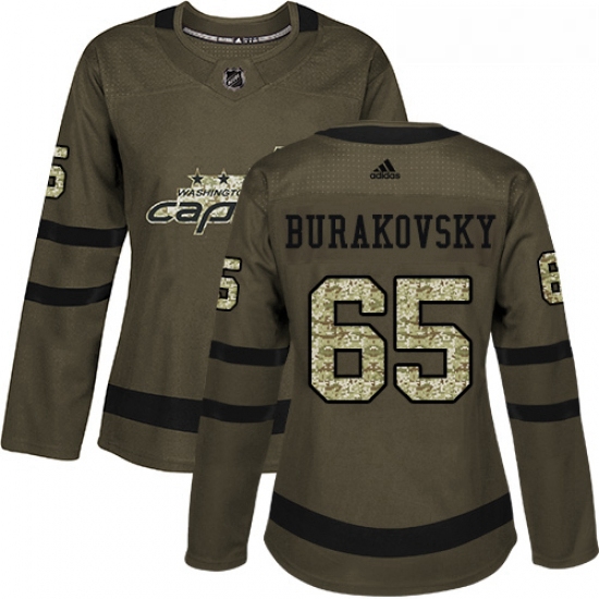 Womens Adidas Washington Capitals 65 Andre Burakovsky Authentic Green Salute to Service NHL Jersey