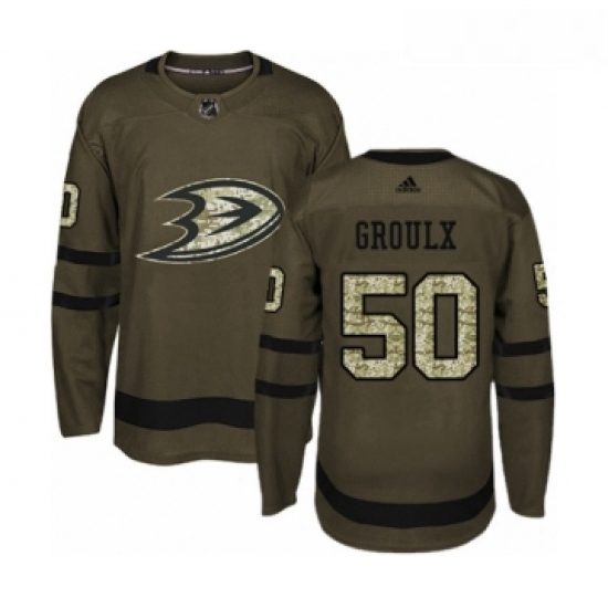 Youth Adidas Anaheim Ducks 50 Benoit Olivier Groulx Premier Green Salute to Service NHL Jersey