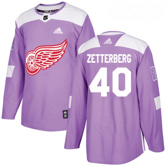 Youth Adidas Detroit Red Wings 40 Henrik Zetterberg Authentic Purple Fights Cancer Practice NHL Jers