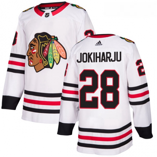 Youth Adidas Chicago Blackhawks 28 Henri Jokiharju Authentic White Away NHL Jersey