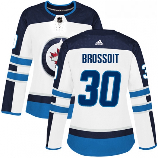 Womens Adidas Winnipeg Jets 30 Laurent Brossoit Authentic White Away NHL Jersey