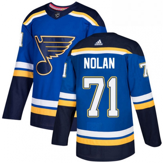 Mens Adidas St Louis Blues 71 Jordan Nolan Authentic Royal Blue Home NHL Jersey