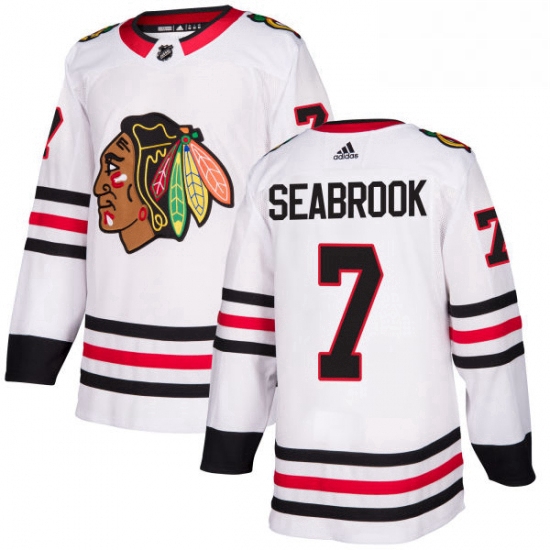 Mens Adidas Chicago Blackhawks 7 Brent Seabrook Authentic White Away NHL Jersey