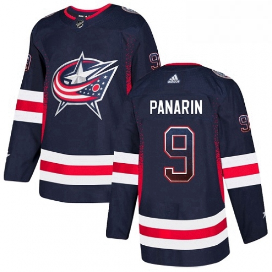 Mens Adidas Columbus Blue Jackets 9 Artemi Panarin Authentic Navy Blue Drift Fashion NHL Jersey