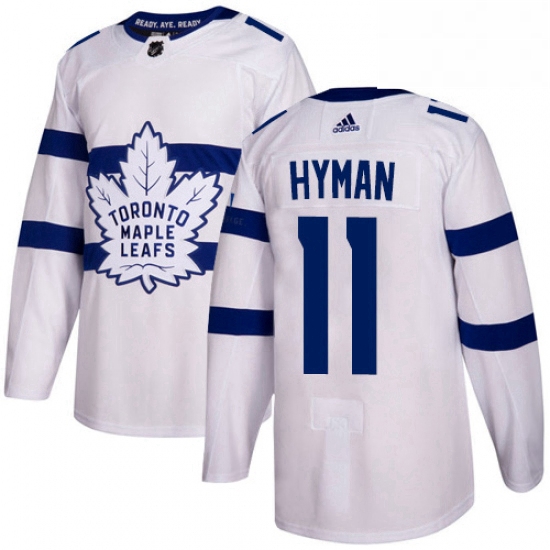 Mens Adidas Toronto Maple Leafs 11 Zach Hyman Authentic White 2018 Stadium Series NHL Jersey