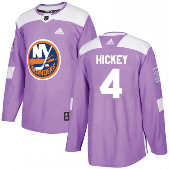 Mens Adidas New York Islanders 4 Thomas Hickey Authentic Purple Fights Cancer Practice NHL Jersey