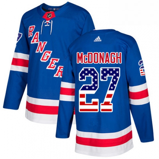 Mens Adidas New York Rangers 27 Ryan McDonagh Authentic Royal Blue USA Flag Fashion NHL Jersey