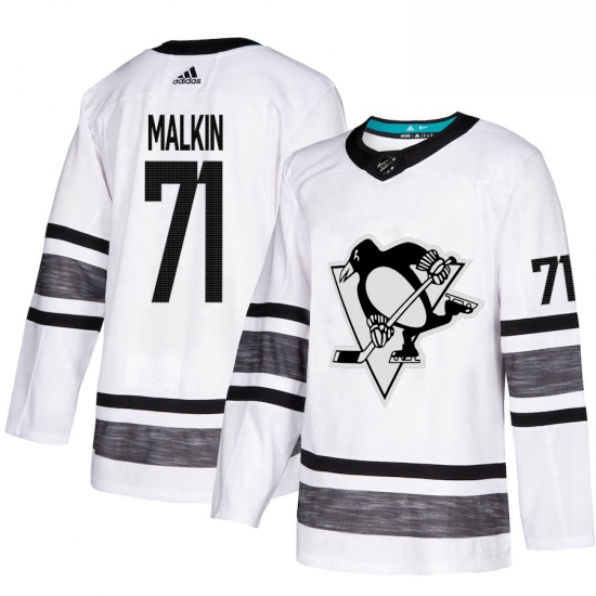 Mens Adidas Pittsburgh Penguins 71 Evgeni Malkin White 2019 All Star Game Parley Authentic Stitched 