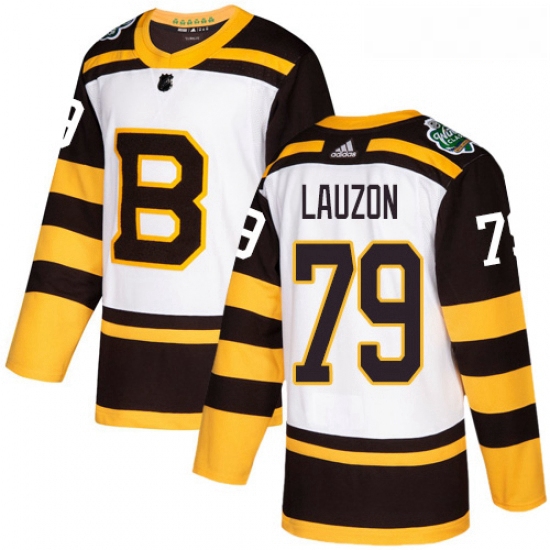 Youth Adidas Boston Bruins 79 Jeremy Lauzon Authentic White 2019 Winter Classic NHL Jersey