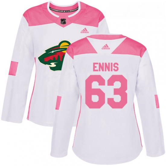 Womens Adidas Minnesota Wild 63 Tyler Ennis Authentic WhitePink Fashion NHL Jersey