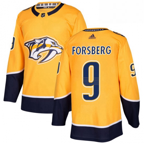 Mens Adidas Nashville Predators 9 Filip Forsberg Premier Gold Home NHL Jersey