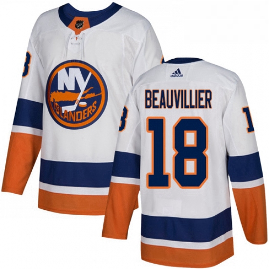 Mens Adidas New York Islanders 18 Anthony Beauvillier Authentic White Away NHL Jersey